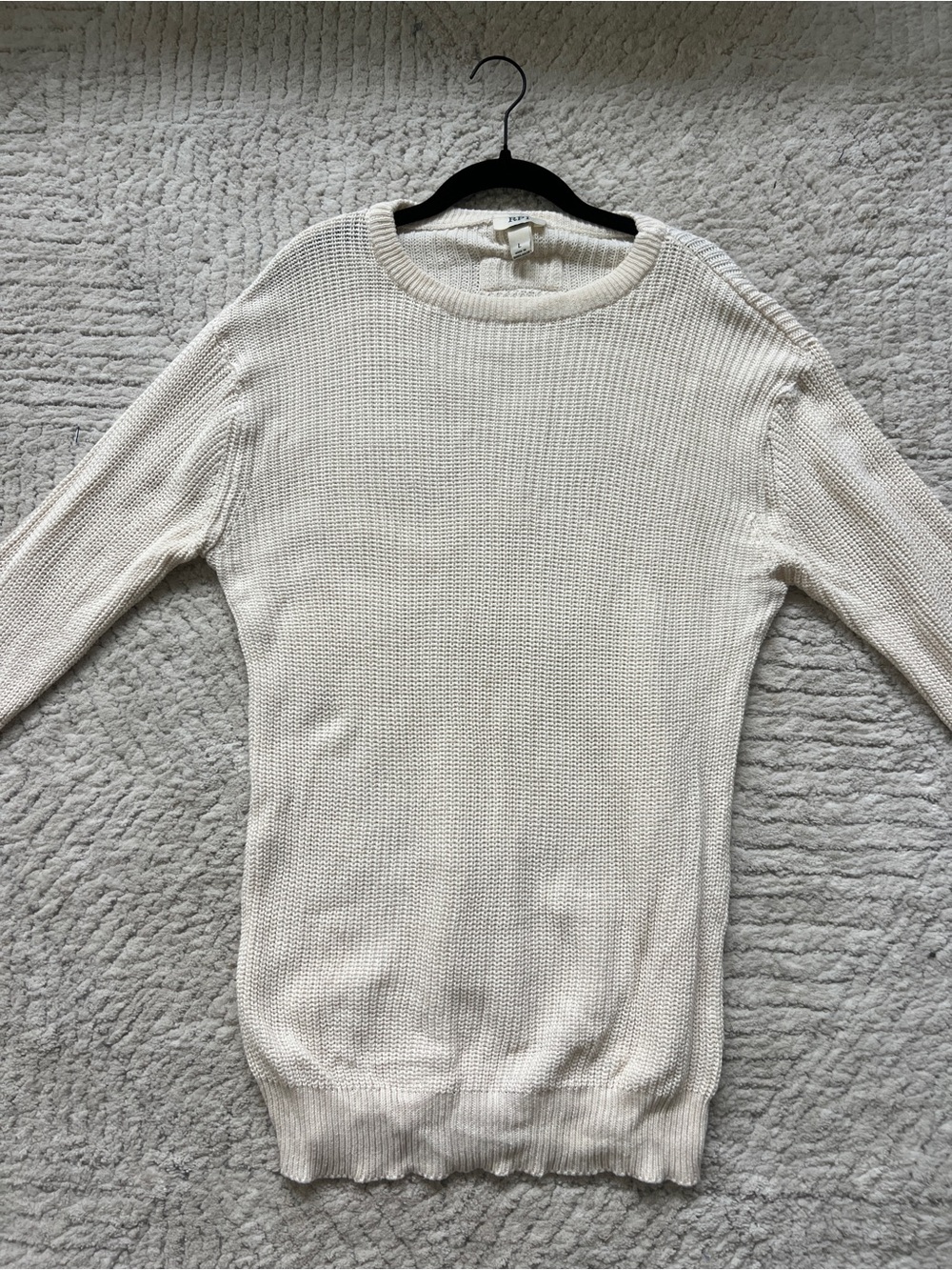 Men's Crewneck Cotton Sweater in Cream